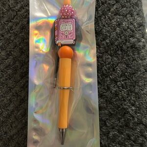 Orange Novelty Ball-Top Pen with Bookish Charm